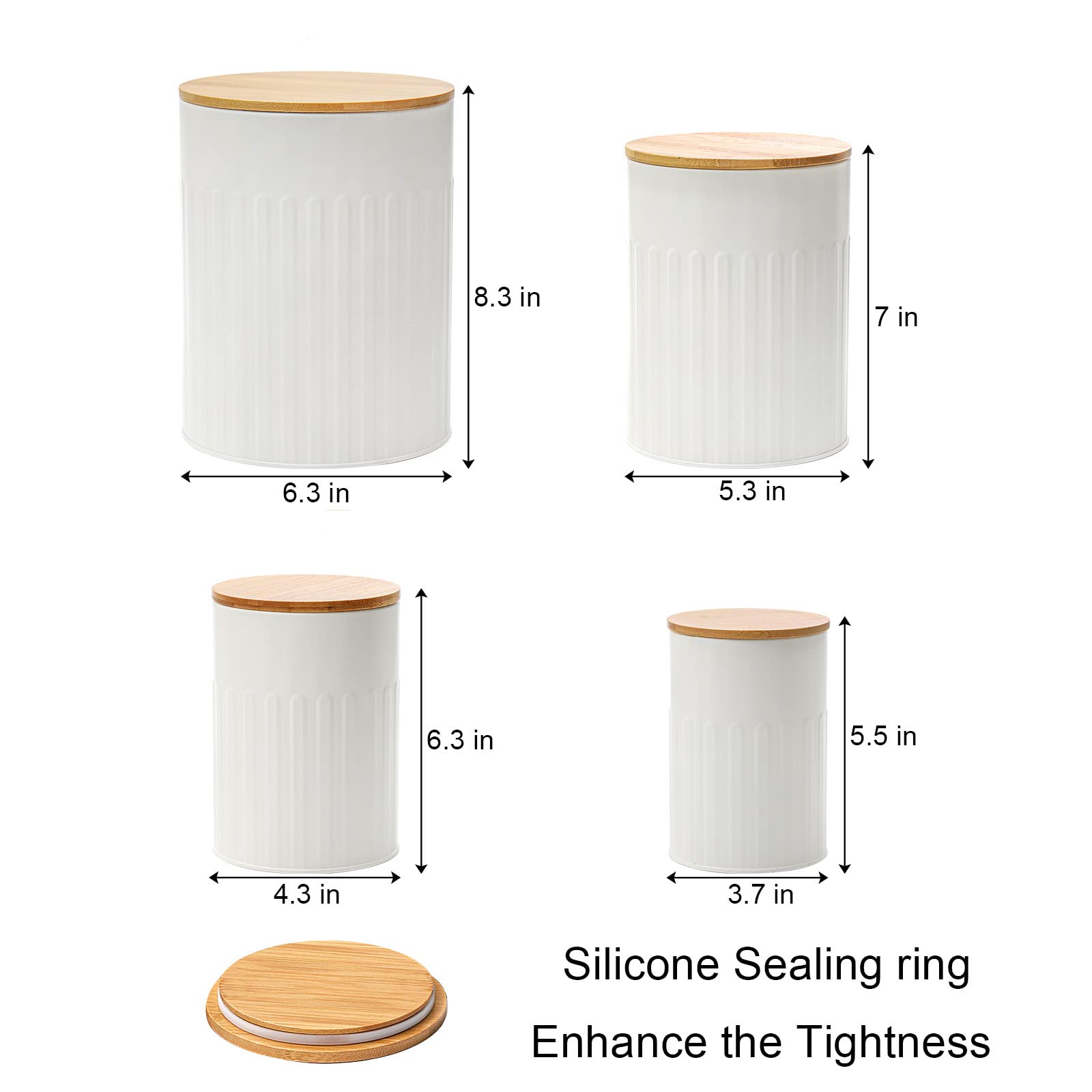 装飾的な金属製蓋付き容器 Amazon｜ZENFUN 金属製キャニスター4個セット 竹蓋付き 密閉食品保存