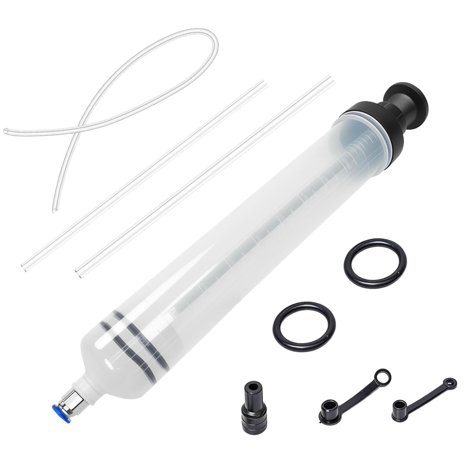 Pompa Manuale a Siringa 500 ml, Siringa di Aspirazione Olio con Tubo Flessibile per Estrazione e Riempimento Liquidi, Pompa Olio Manuale per Autoveicoli Liquido Freni, Adatta per Olio Motor