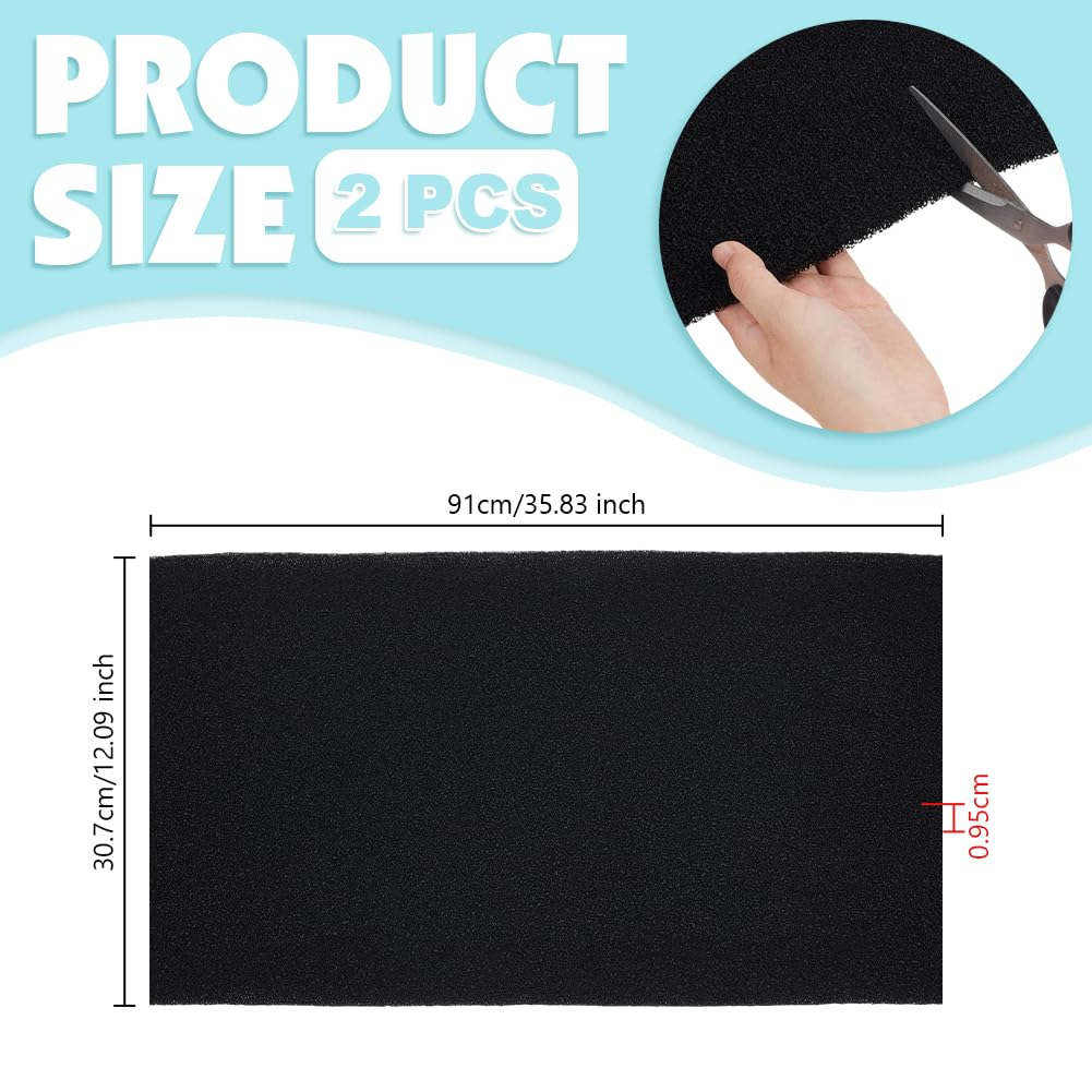OLYCRAFT 2pcs Activated Carbon Media Pad 30ppi Pre Filter Carbon Sponge Pads Cuttable Activated Carbons Media Pad Aquarium Sponge Filter Pads for Fish Tank Filters Aquarium-91x30.7x1cm - Image 2
