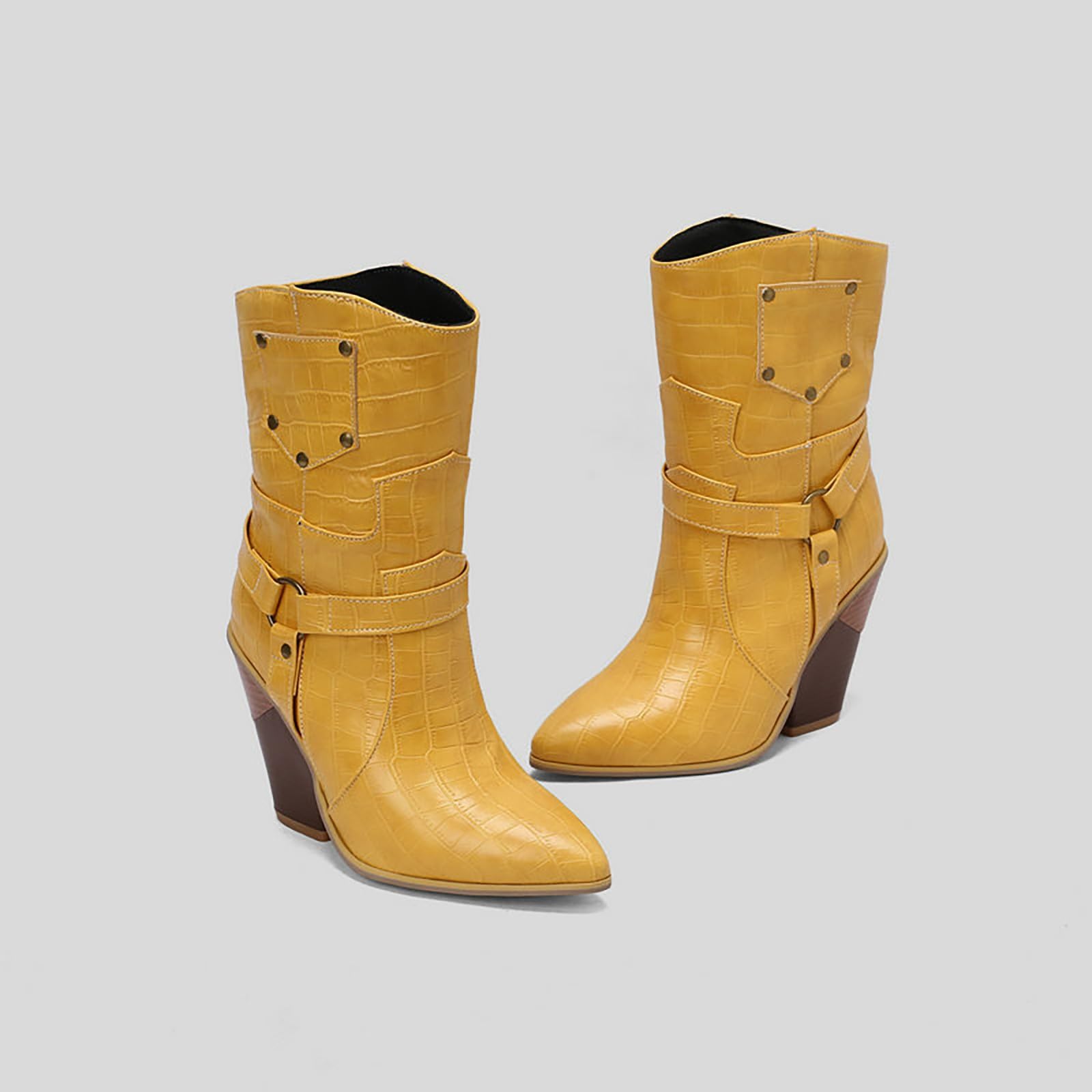 Stivali Texani Donna Neri Fashion Pelle Antiscivolo Per E Lacci Sotto Motivo Stampato a Giardino Impermeabili Stivali Western Per Donna Stivaletti Scarpe Da Con Motivo Stampato
