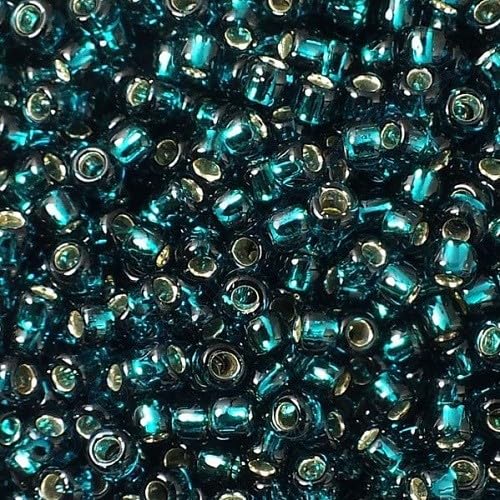 10 g TOHO Round Seed Beads Rocailles, Size 11/0, Silver Lined Teal (# 27BD), Japan, Glass — image 1