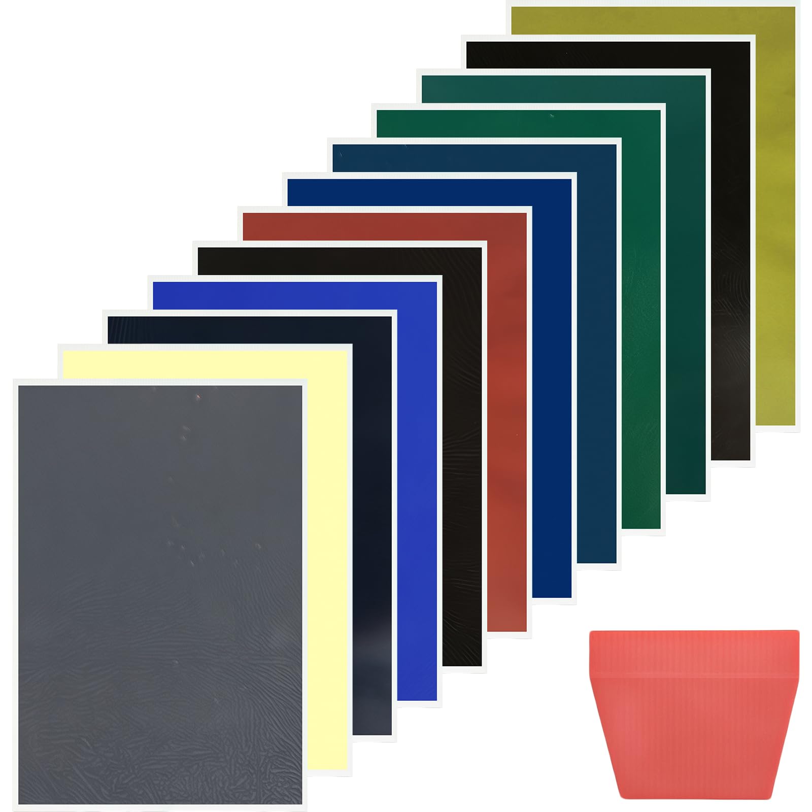 BAIFULAI Papel de marcado grabado láser de colores, 12 unidades, 39 x 27 cm, grabado láser con raspador, papel de color para cristal, cristal, cerámica, piedra acrílica