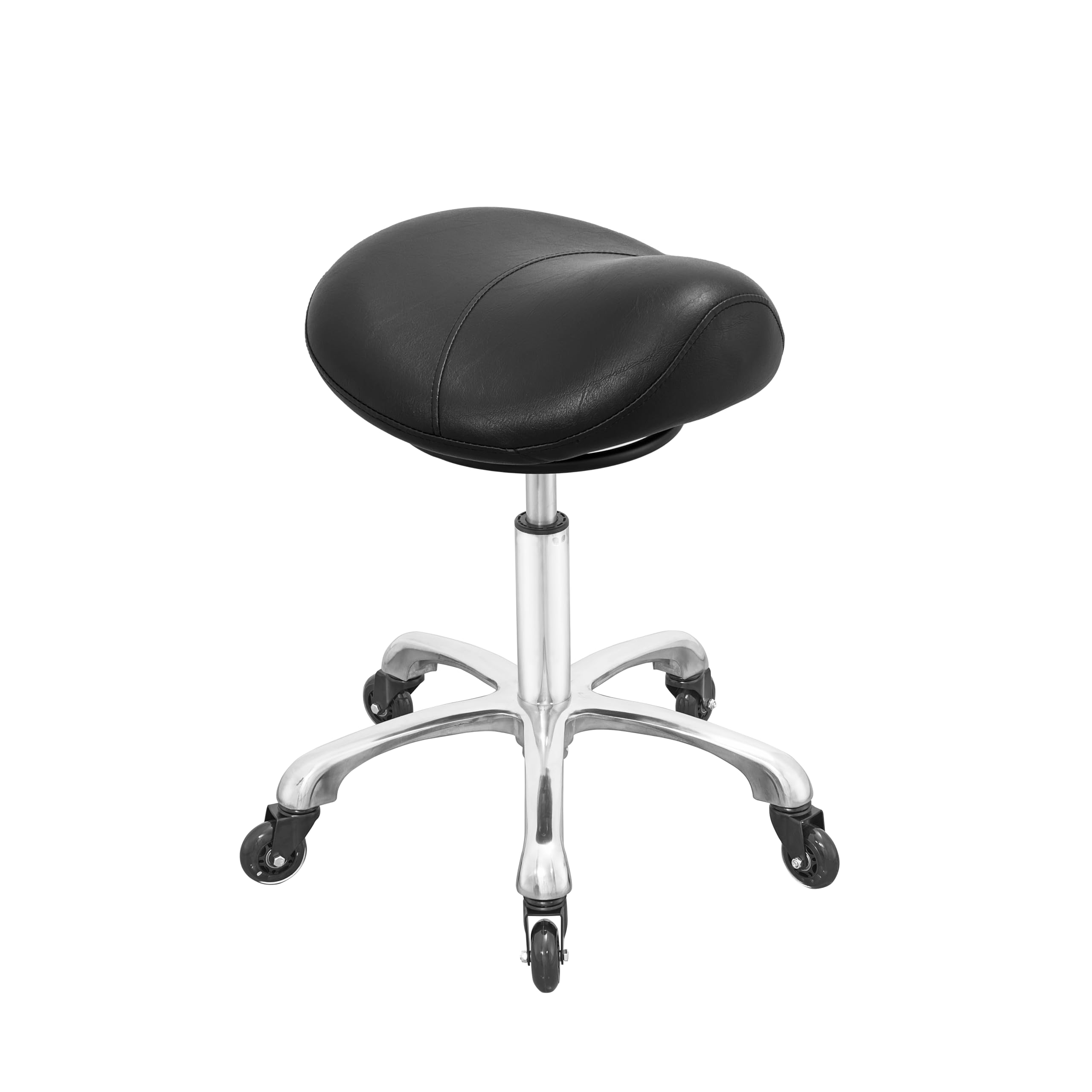 Saddle Stool with Wheels, Rolling Ergonomic Stool Saddle Esthetician Lash Tech Chair for Dental Hygienist Salon Hair Stylist (Black)