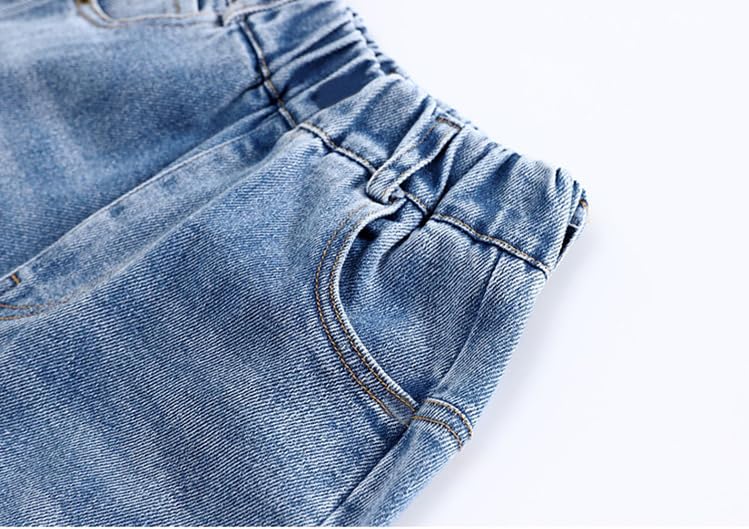 Kids Girls Baggy Casual Pants Elastic Waist Wide Leg Jeans Fall High 𝐑ise Straight Leg Denim Trousers with Pokets2