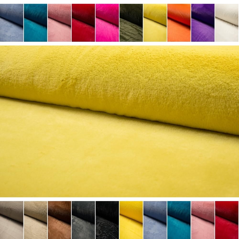 Fabrics-City jaune tissu en fausse fourrure de lapin premium deluxe - par mètre partir 2m idéal pour vêtements, accessoires, décoration, costumes, groupes créatifs, mode, artisanat, 4575