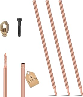 EFUTURETIME 3 x Tiefenerder 1M φ20mm Erdungsspieß Erdung | Staberder Kohlenstoffstahl mit 0,2mm Rotkupferbeschichtung, mit Klemme und Antriebsbolzen