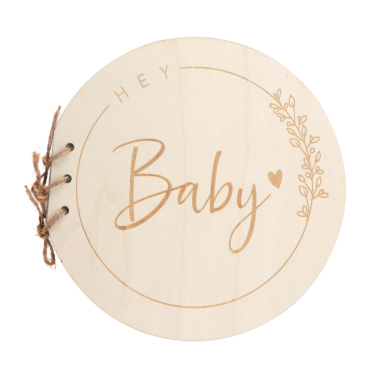 Livre D'or Pour Fête Prénatale Avec Couverture En Bois - Souvenir « Hey Baby » - Livre D'or Pour Fille Et Garçon - Livre De Souvenirs Pour Baptême - Cadeau De Naissance