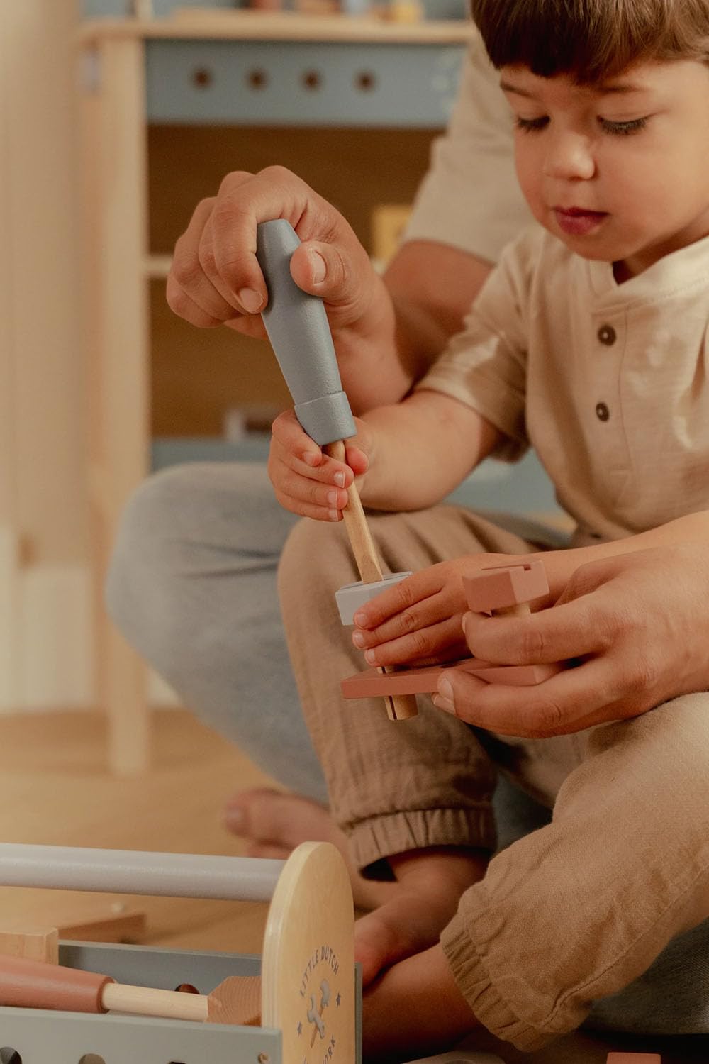 Little Dutch 2544 Holz Kinder Werkzeugkasten 22-teilig - blau
