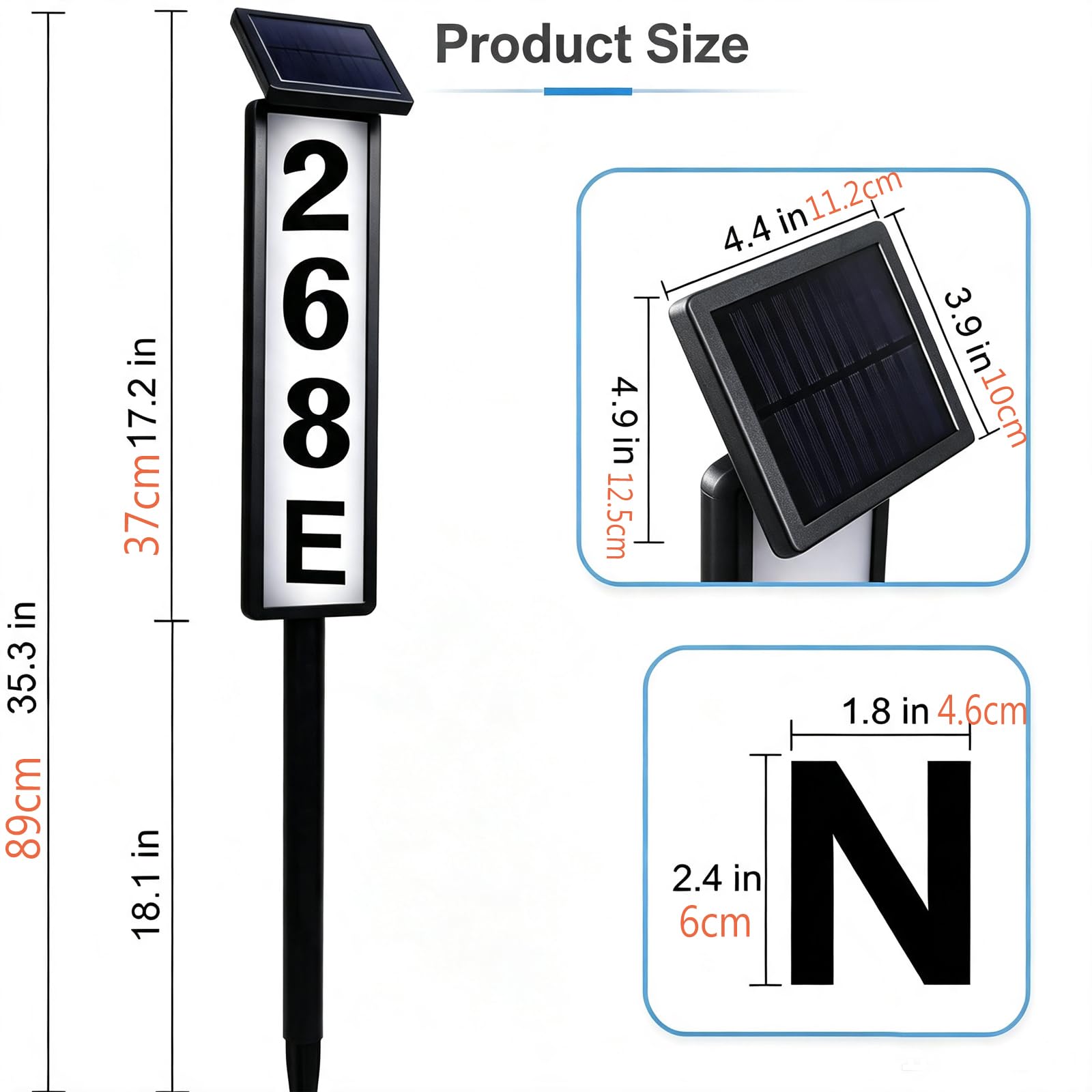 Numeri civici a energia solare, facili da installare, montati, per esterni