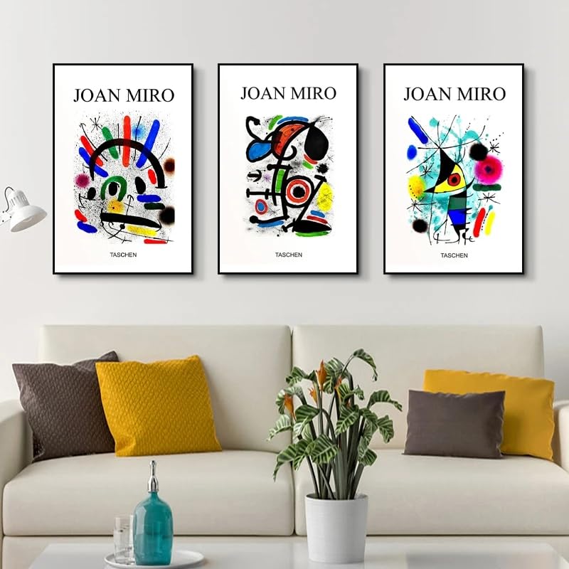 Peinture abstraite Joan Miró lot de 3 affiches pour moderniser un salon sombre
