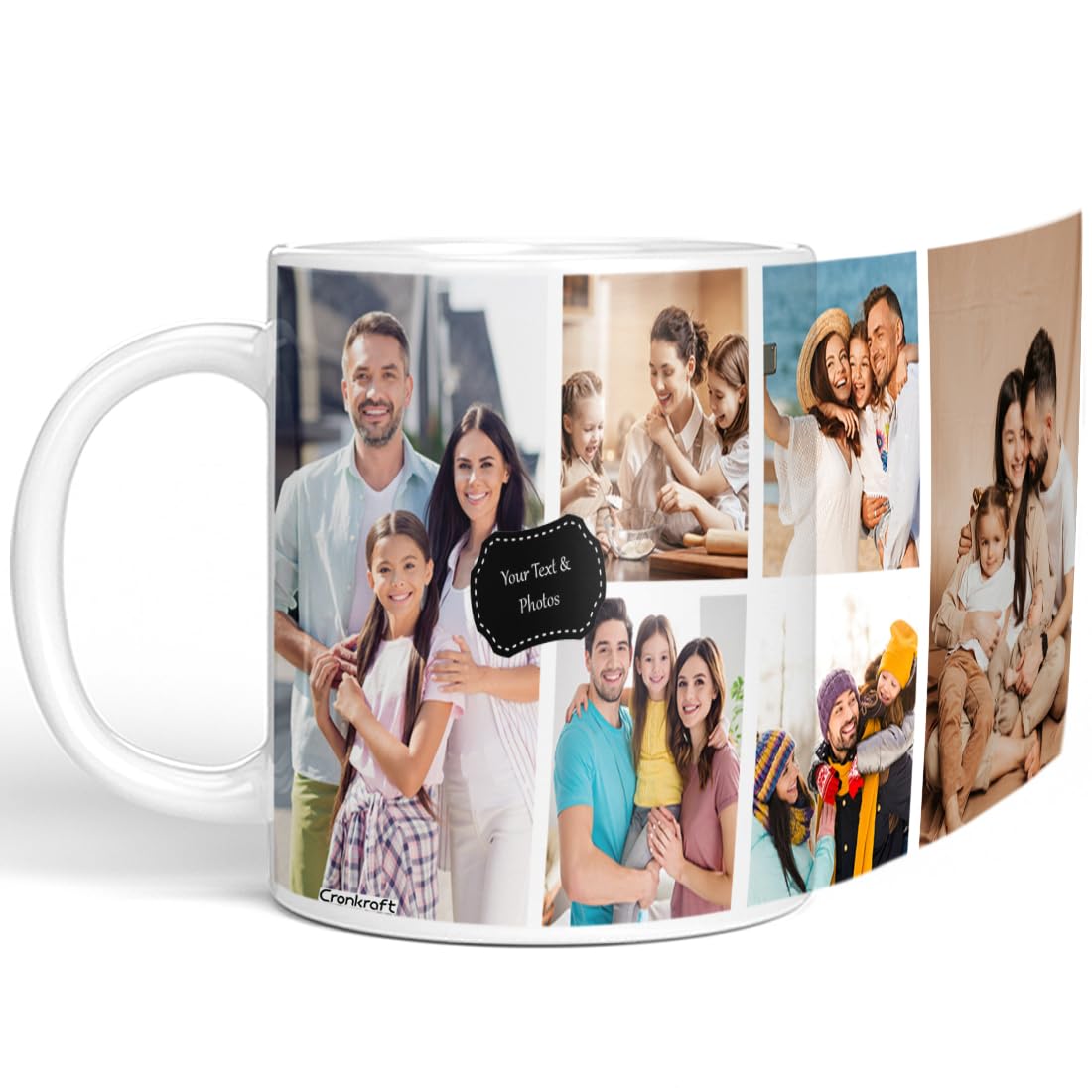 Cronkraft Custom Photo Mug, Personalized Coffee Mug (6 Photos, White Color)