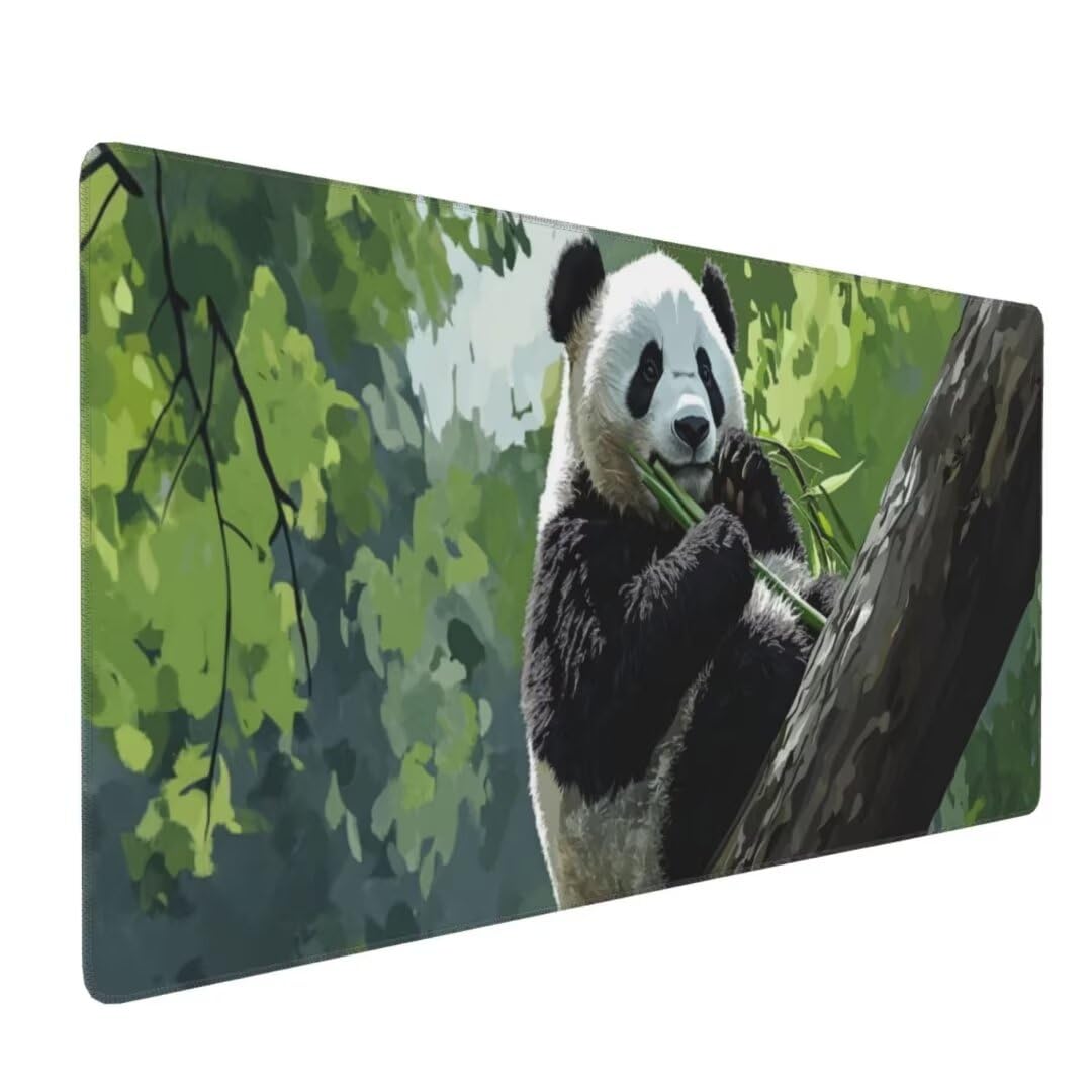 Alfombrilla Ratón XXL, 1000x600x3mm Impermeable Alfombrilla Ratón Bosque Panda Gigante Alfombrilla Raton, Mouse Pad XXL Base Antideslizante Mejora Precisión Velocidad, Ideal Oficina Accesorio Gaming