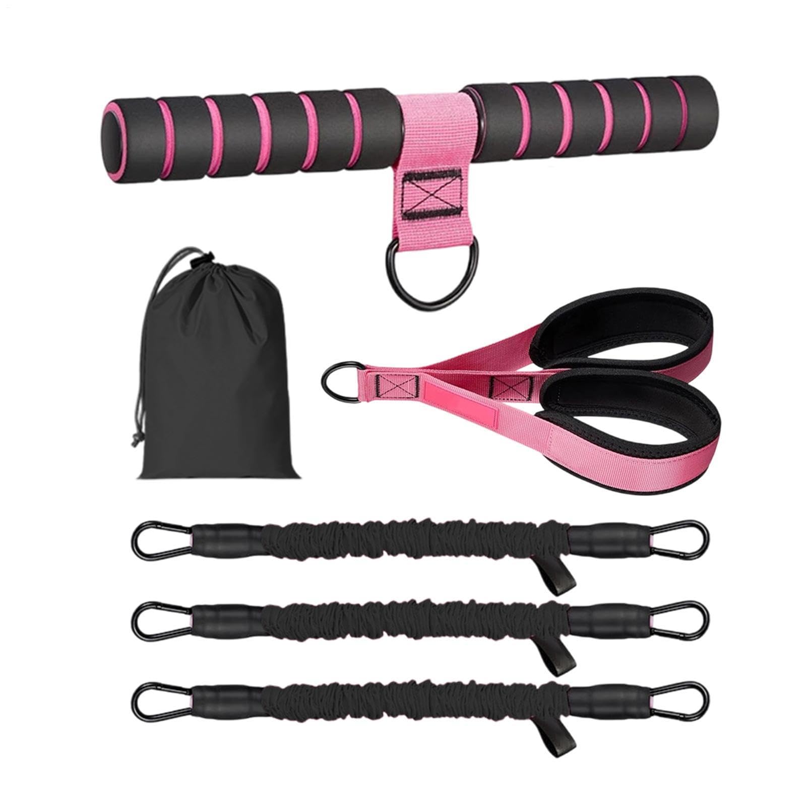 Fasce Elastiche con Pedali Set di Attrezzi Elastici da Allenamento | con Maniglia e Fasce Elastiche a Pedale Staccabili per Esercizio per Fitness Pilates Allenamento Palestra Domestica