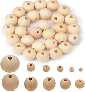 50 Stück Holzperlen Natur 17-18mm - Bastelperlen Für DIY Schmuck & Deko