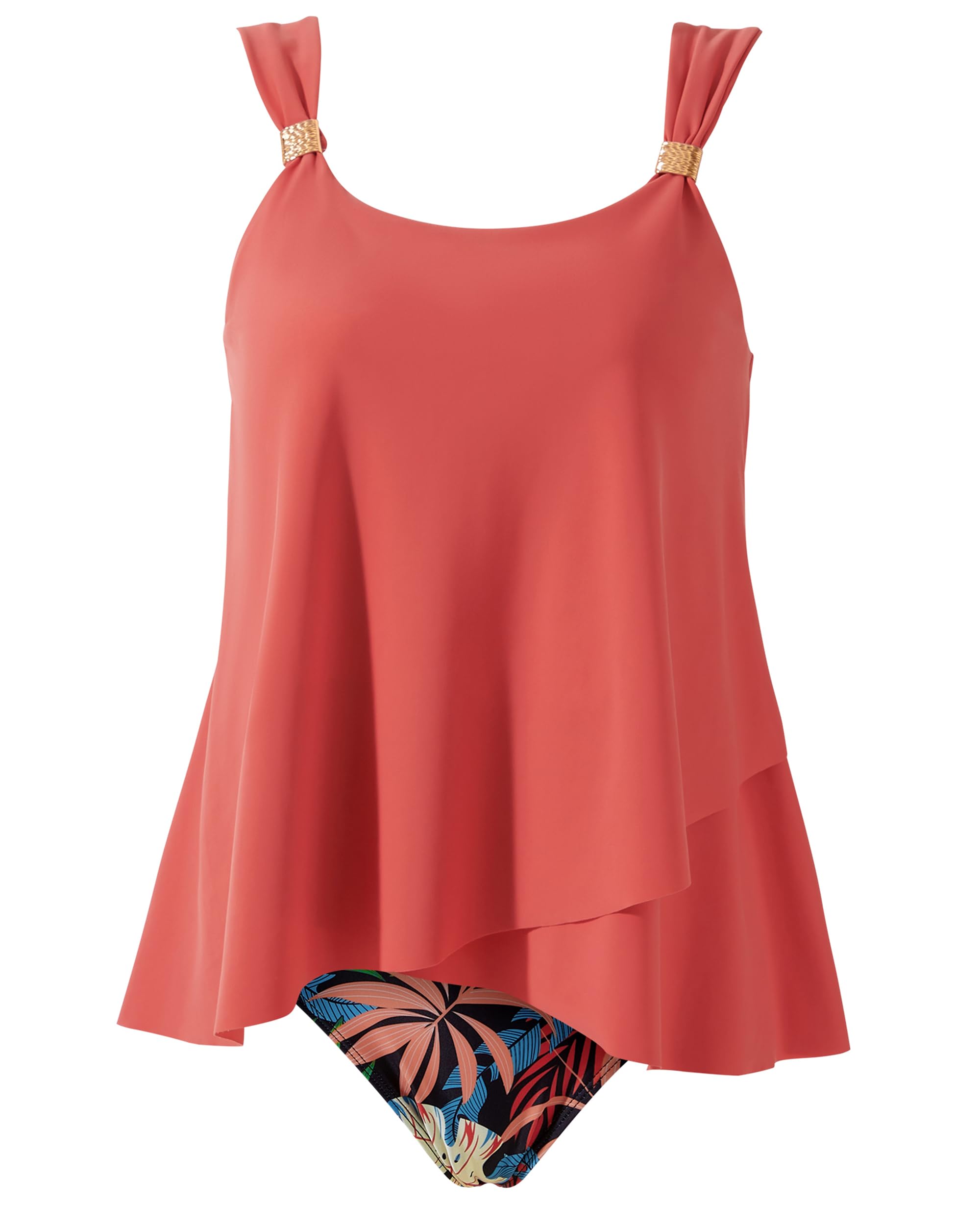 DOULAFASS Tankini para Mujer Cintura Alta Bikini de Dos Piezas Push up Traje de Baño