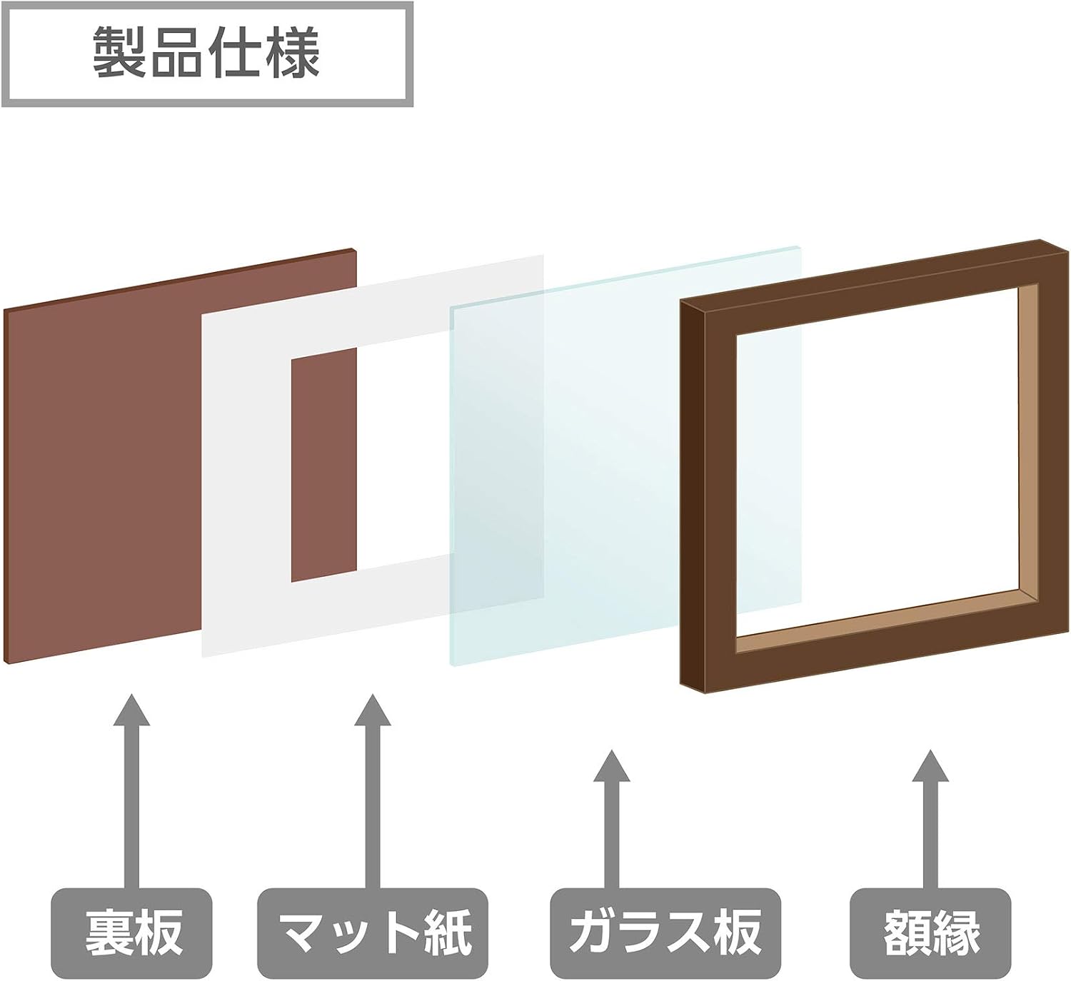 HAKUBA Photo Frame Square Wooden Amount Carre L Size one Surface Brown FSQCR-BRL1