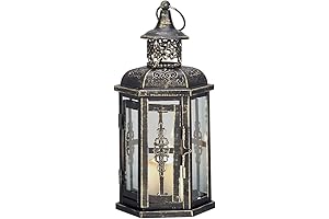JHY DESIGN Architectural Tea Light Lanterns, 10" High Vintage Style Hanging Lanterns...