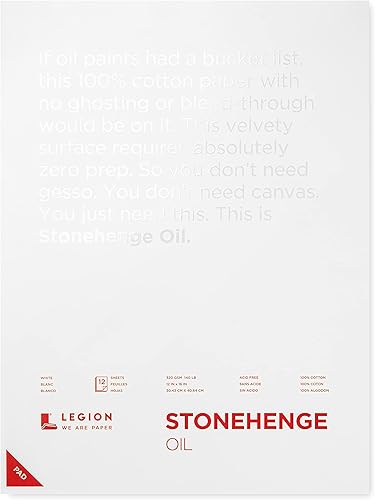 Stonehenge Aceite 11.29 oz 12x16 Almohadilla Blanca, 12 Hojas