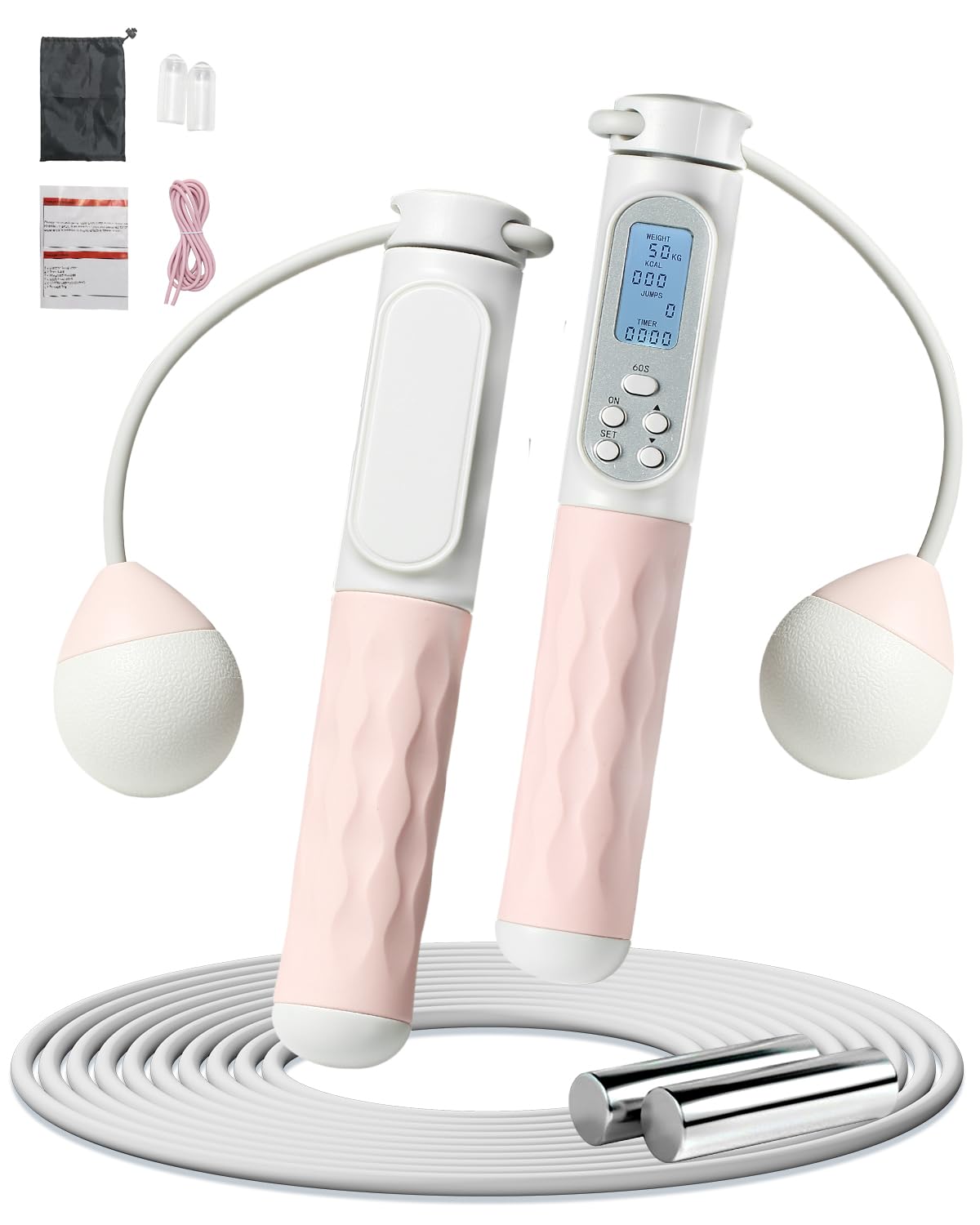Photo 1 of *SEE NOTES* GOOGIC Cordless Jump Rope with Counter, Weighted Jump ropes with HD Screen for Exercise Fitness, Wireless Skipping Rope for Men Women Kids (Indoor/Outdoor) Pink&Gray