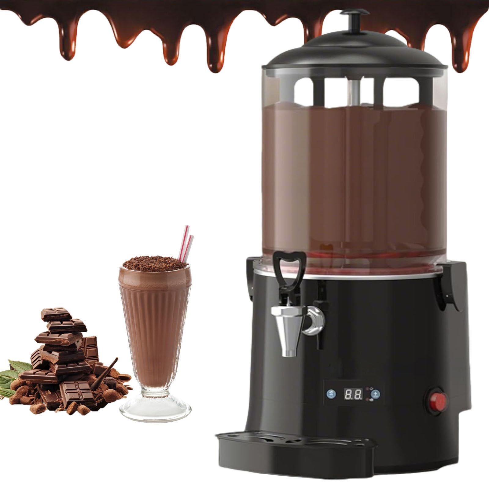 Chocolat Chaud Professionnel ChocolatièRe Pro 30-90℃, Distributeur De Machine Au Chocolat Commercial 10l, SystèMe Anti-Goutte, pour Boisson Chaude Café