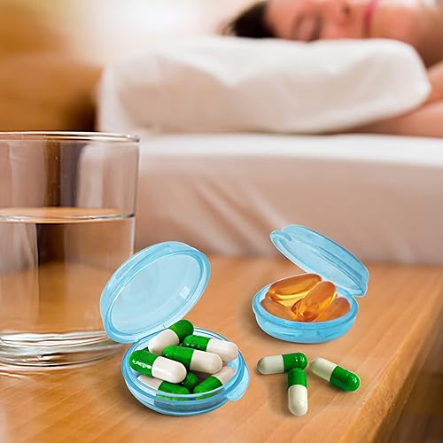 Miniatura 7 de UHOUSE Pastillero pequeño (paquete de 3), mini organizador diario de píldoras portátil para bolsillo de bolso, pastillero de viaje, contenedor de