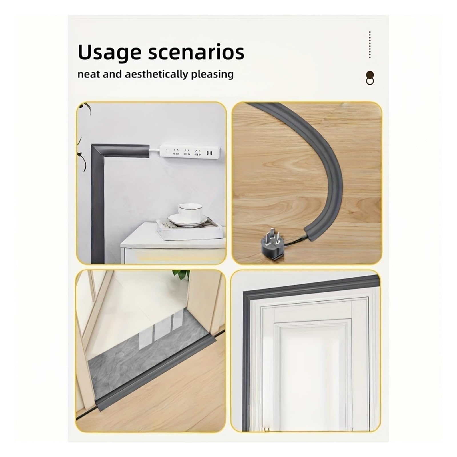 Pasacables Suelo Gestión de Cables Protector Aislado de PVC Autoadhesivo Cubierta Resistente al Desgaste disposición de Cables Flexibles for Oficina