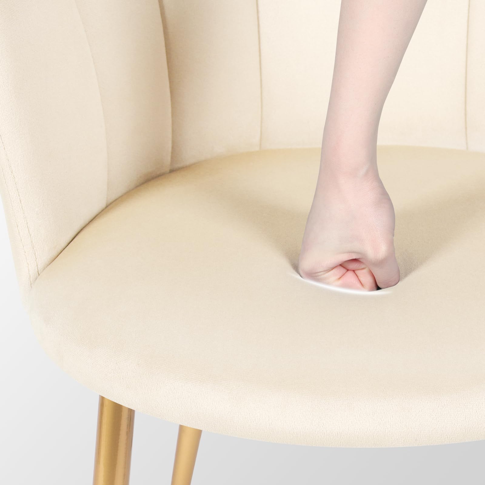 Sedia da toeletta, poltrona in velluto con gambe in metallo dorate, elegante sedia imbottita per il soggiorno, comoda sedia da salotto, sedia con braccioli in design moderno, 62 x 56 x 79 cm
