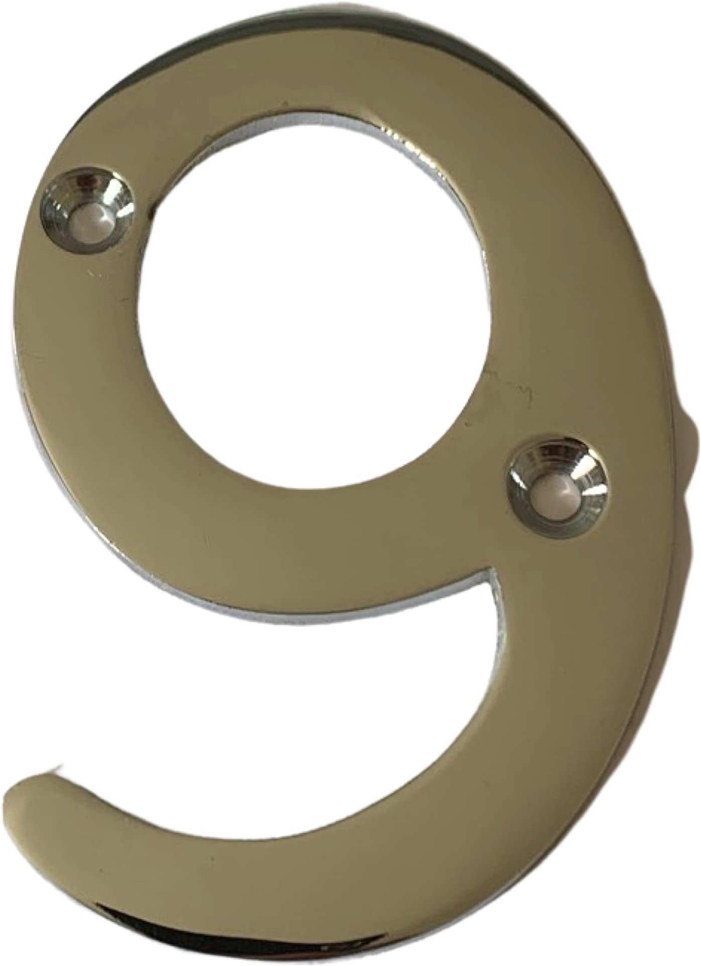 Nutfield Hardware Screw Fixed Polished Chrome 3 Inch / 75mm Number 9 House Door Number For Walls, Doors, and Gates - Types Including Wooden, uPVC, and Composite
