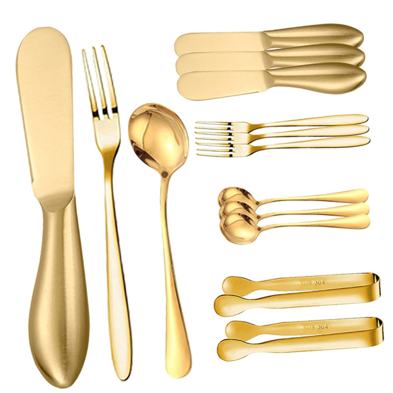 HOLIDYOYO Gold Cutlery Set Butter Knife for Cold Butter Cheese Slicer Spread Knife Set Kitchen Stainless Steel Utensils