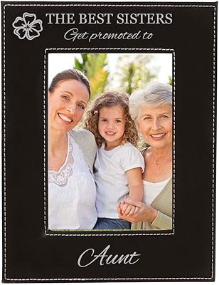 CustomGiftsNow The Best Moms Get Promoted to Aunt Black Leatherette Wall Hanging/Tabletop 8x10 Landscape Vertical Picture Group Family New Grandchild Baby Photo Frame