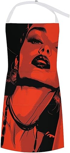 MUSM Apron for Adults - 27.6 X 31.5 Inch, Heavy-Duty Polyester Aprons with Two Large Pockets, Waterproof Retro Style Woman Kitchen Apron for