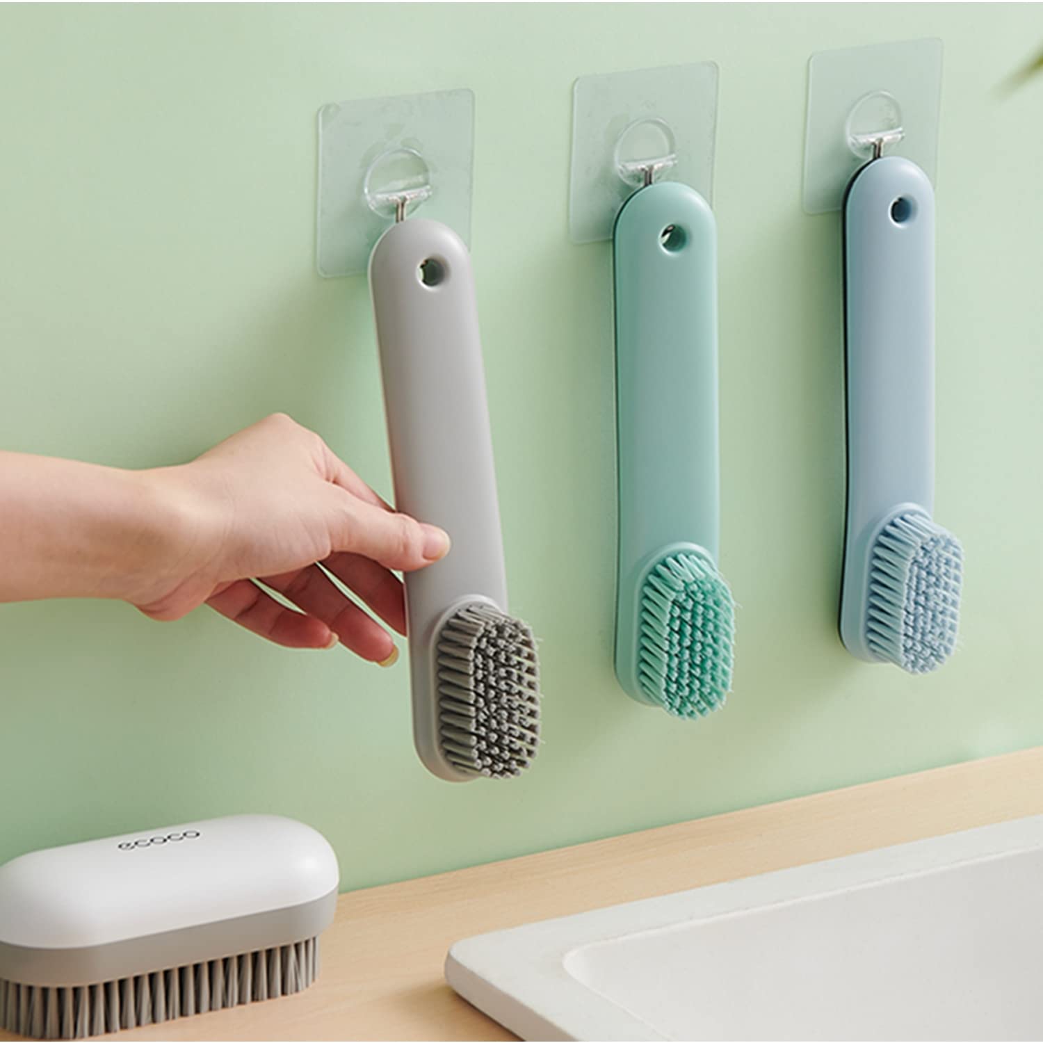 Spazzola Di Pulizia Con Setole Extra Dure - Per Vestiti, Scarpe, Cucina, Bagno, Piastrelle, Con Manico - Foto 4