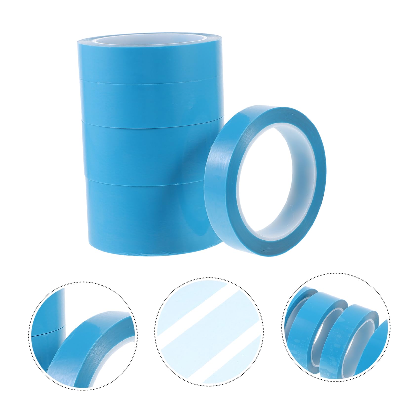 Cinta de Enmascarar para Pintura de Automóviles 5 Rollos Pet | 0, 06 Mm de Grosor, 50m por Rollo, Adaptación a Curvas de Carrocería, Uso en Pulverización y Mantenimiento Color Aleatorio
