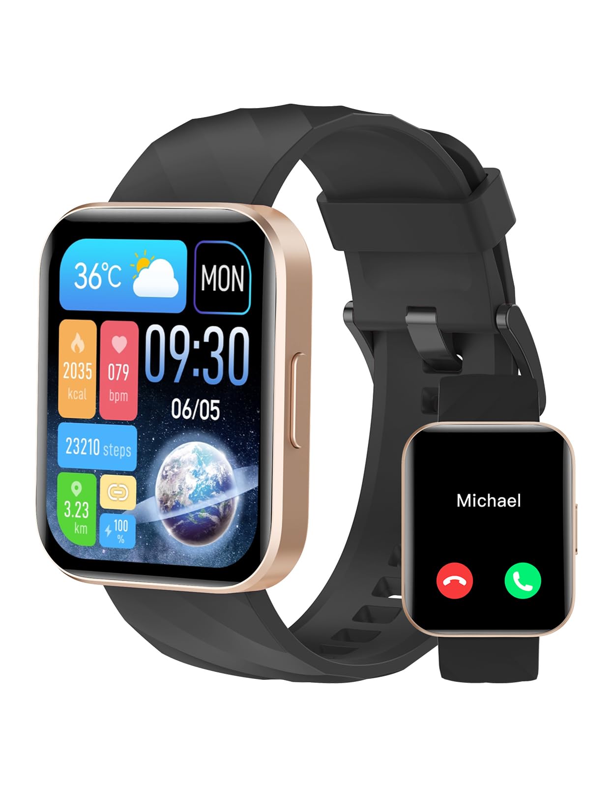 smartwatch bluetooth femminile con monitor cuorenero e nero