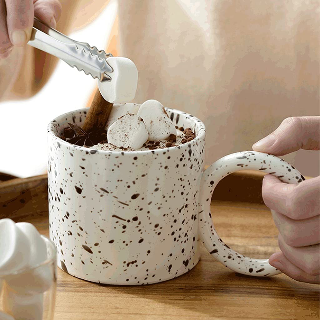 Taza de Café de Té Taza De Café Creativa Con Mango Redondo, Taza De Cerámica Con Tinta De Salpicaduras De 320ML, Taza De Café for Microondas/taza De Desayuno/taza De Bebida para té de la tarde(B)