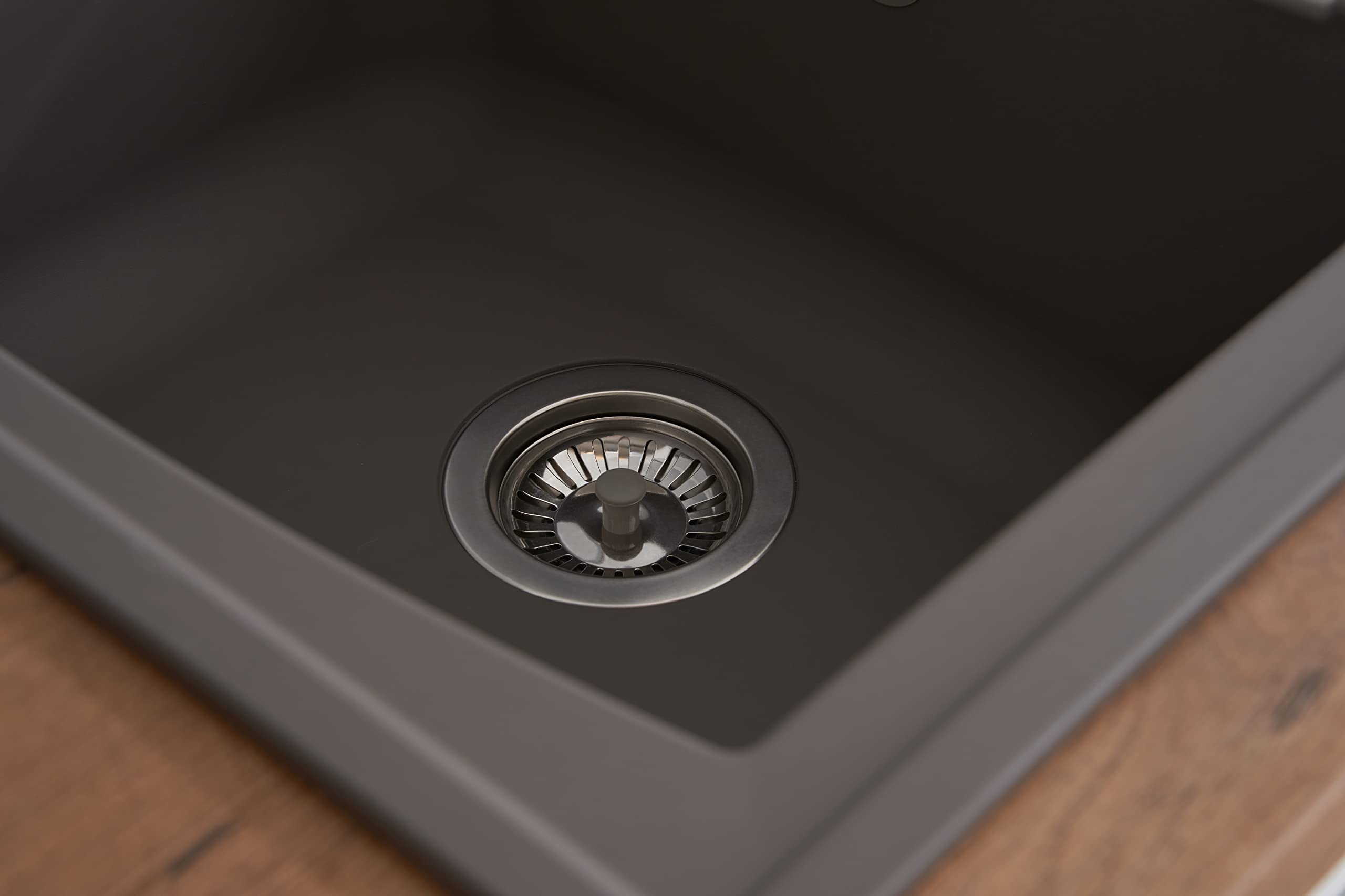 Respekta Évier minéralite en gris béton/Évier encastré 1,5 bac en 100 x 50 cm/Lavabo adapté pour les meubles sous évier dès 60 cm de largeur