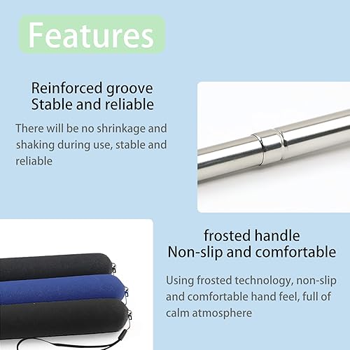 Miniatura 4 de Puntero telescópico, puntero de enseñanza, con función de escritura capacitiva, punta de bolígrafo reemplazable, con cordón (negro)