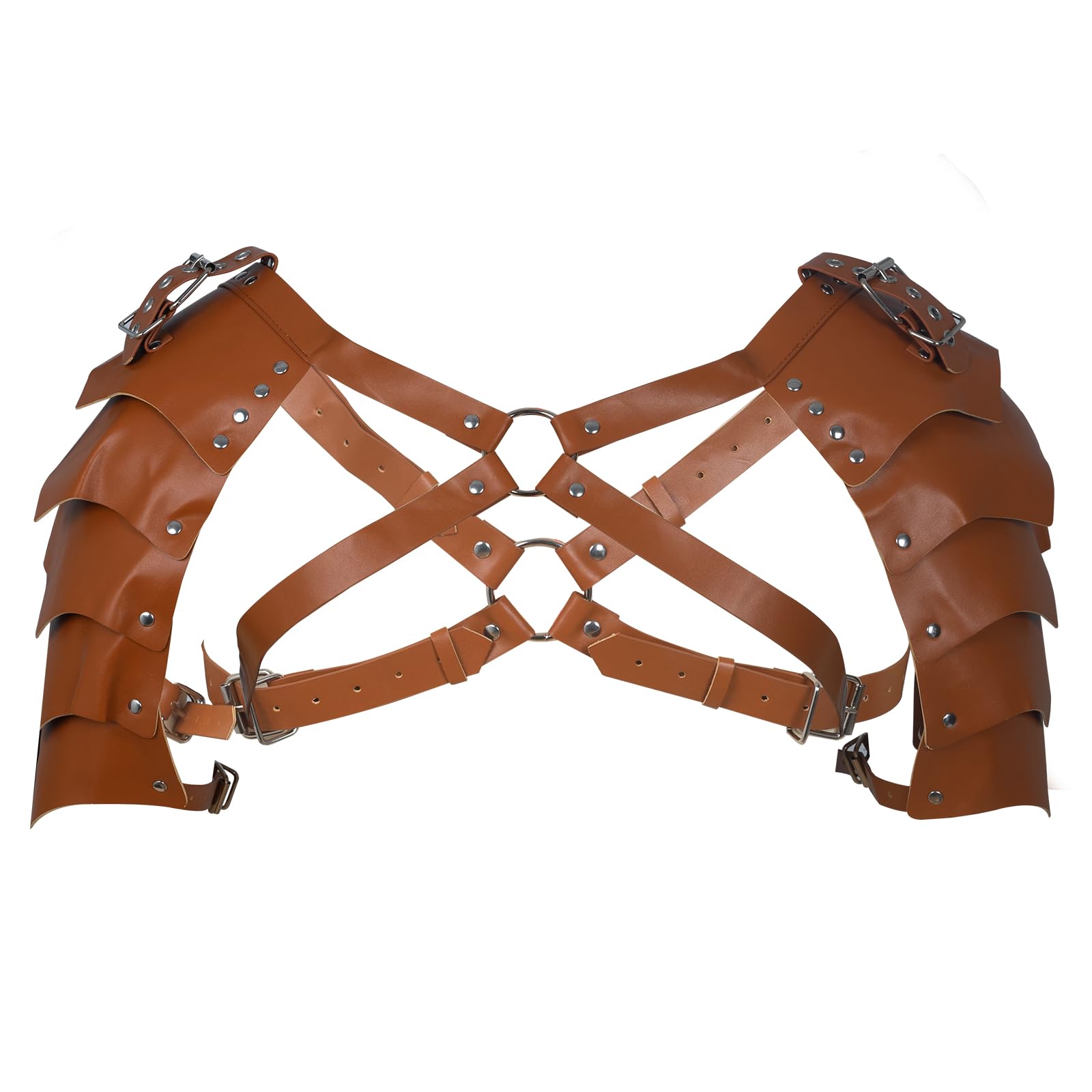 Leather Viking Shoulder Armor Medieval Knight Pauldron Armor Steampunk Shoulder Armour for Halloween, Renaissance Party Accessories ๏ปฟ (Brown-B) โ image 1