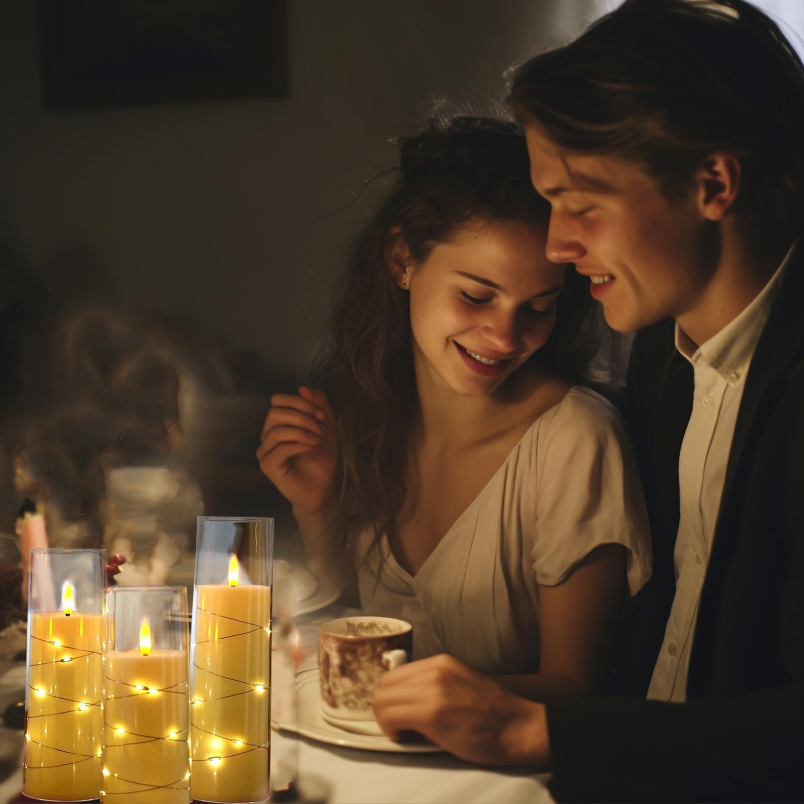 Candele a LED - 7 Pezzi Senza Fiamma, Luci a LED Realistiche e Luminose, con Telecomando e Timer, per Matrimoni, Feste, Natale, Pasqua, come luce D'atmosfera in Plastica, Bianco (Trasparente)