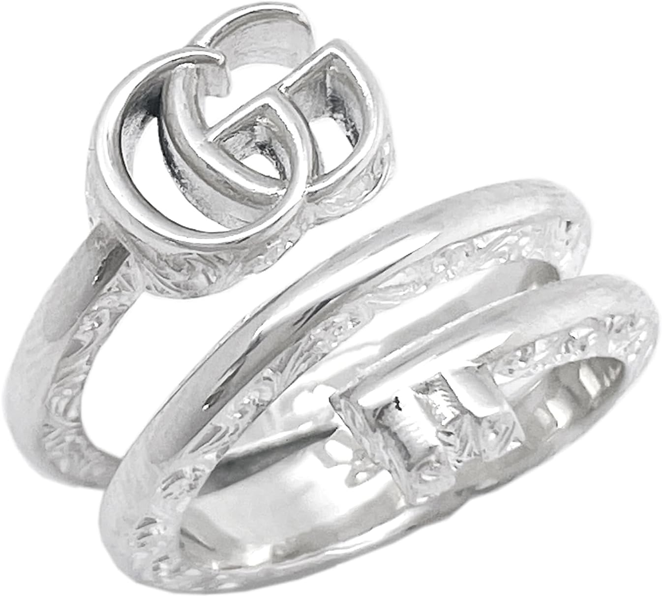 GG マーモント キー ダブル バンド リング 日本 サイズ 8 シルバー 770719 J8400 8106 9 号、サイズ 9、スターリングシルバー、宝石なし