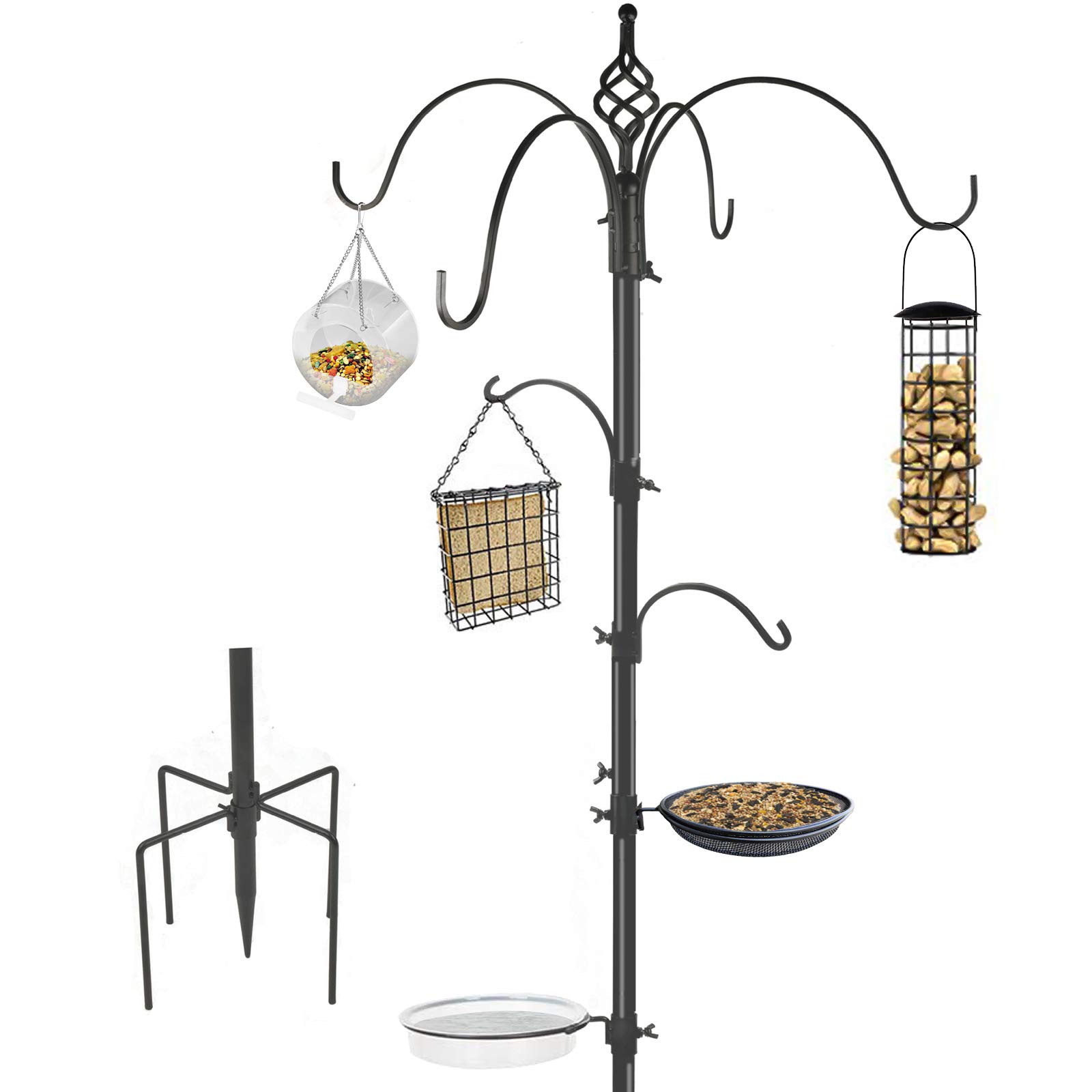Buy 6Hook Bird Feeding Station, Bird Feeder Pole Kit with 3 Bird