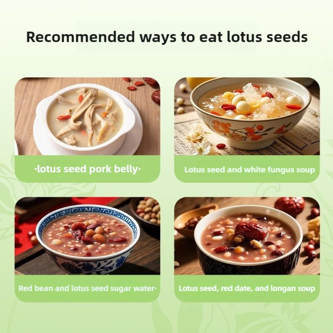 Lotus Seeds Essiccati Premium Senza Zolfo 420g | Facili da Cuocere per Zuppa/Porridge/Dolce | Puri & Naturali