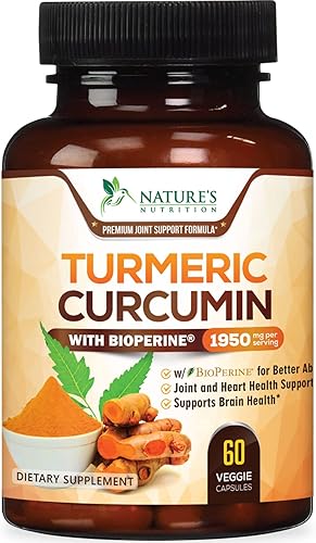 Natures Nutrition Cúrcuma Curcumina máxima potencia 95 curcuminoides 0064 onzas con extracto de pimienta negra para una mejor absorción
