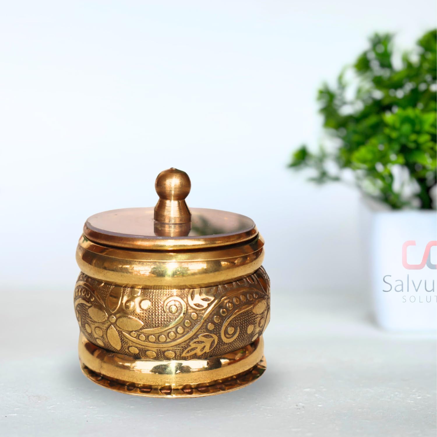 Salvus APP SOLUTIONS Gorgeous Golden Brass Sindoor Dani/Sindoor Dibbi for Wedding (1.5 Inch)-picture-32