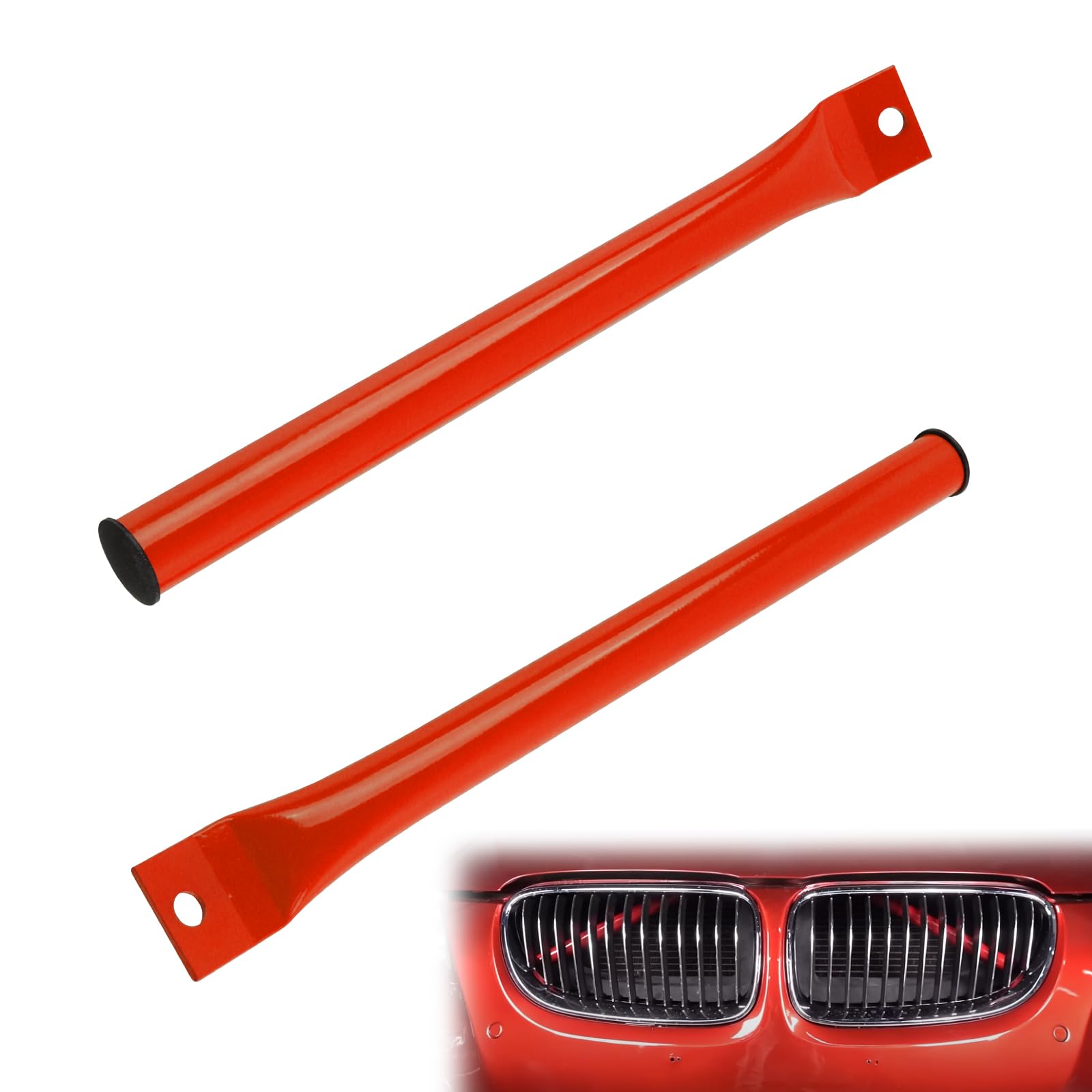 V-förmige Verstärkungsstäbe kompatibel mit BMW E90 E91 E92 E93 3er-Serie 335i, 335is und 335xi Modellen 2006-2013 mit Pulverbeschichtung (rot)