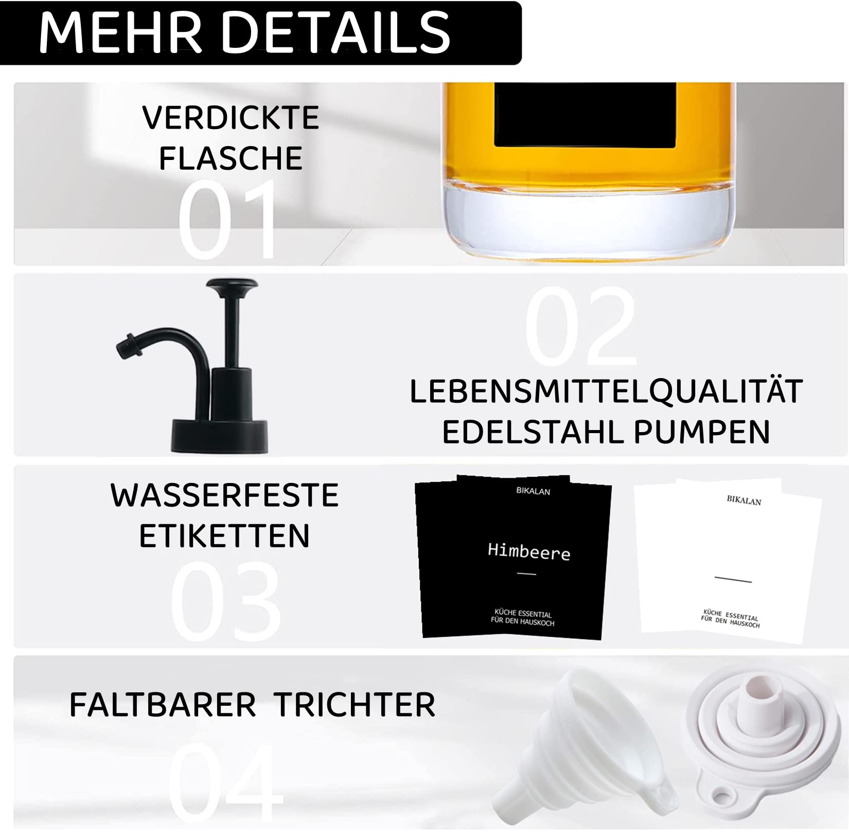 Sunal Kaffee Sirup Spender Set - 3 Glasflaschen Mit Pumpen Für Die Perfekte Kaffeebar