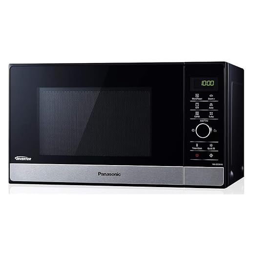 Panasonic Microondas NN-GD38HSGTG con parrilla (1000 W, vaporera, microondas combinado, molde para pizza, 23 litros) acero inoxidable negro