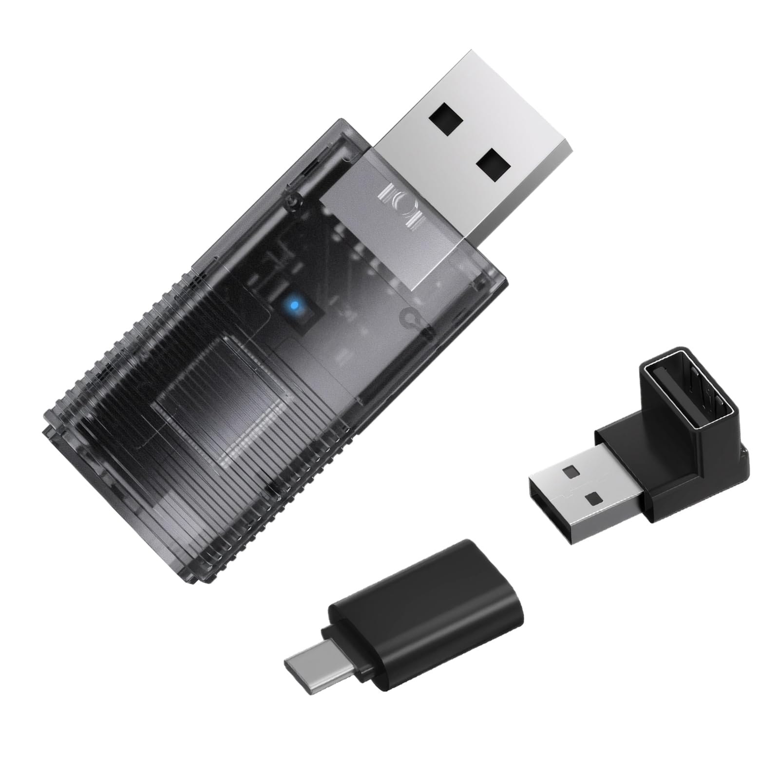 Zymoplas Adattatore per gioco per auto wireless 2 in 1 con trasparente Adattatore per gioco per auto wireless per Android Plug Play