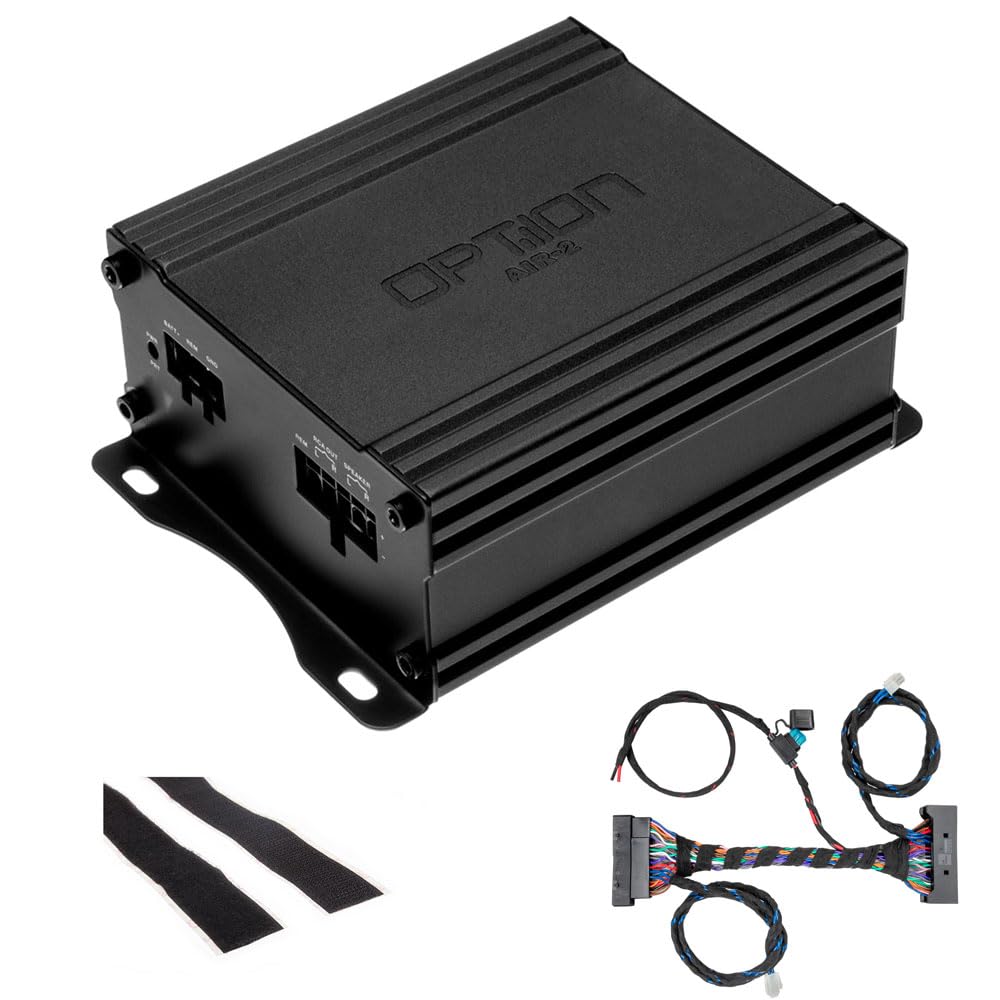 OPTION AIR-2 Verstärker kompatibel mit VW Golf 8 VIII (Typ CD, ab ca. Baujahr 2019 mit H/K-Soundsystem ab Werk) - 100% Plug & Play Mini Verstärker Soundupgrade inkl. fahrzeugspezifische Adapter