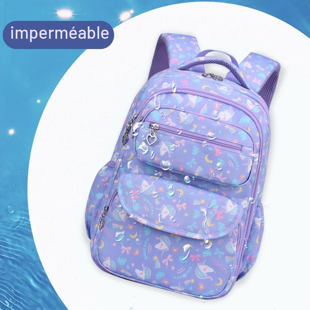 Sac à Dos Filles Cartable Primaire Léger Sac Scolaire pour Enfants 5-12 Ans